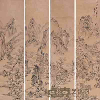 项文彦 山水图 立轴 134×33cm×4
